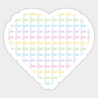 Heart with Loves in Rainbow Pastels Sticker